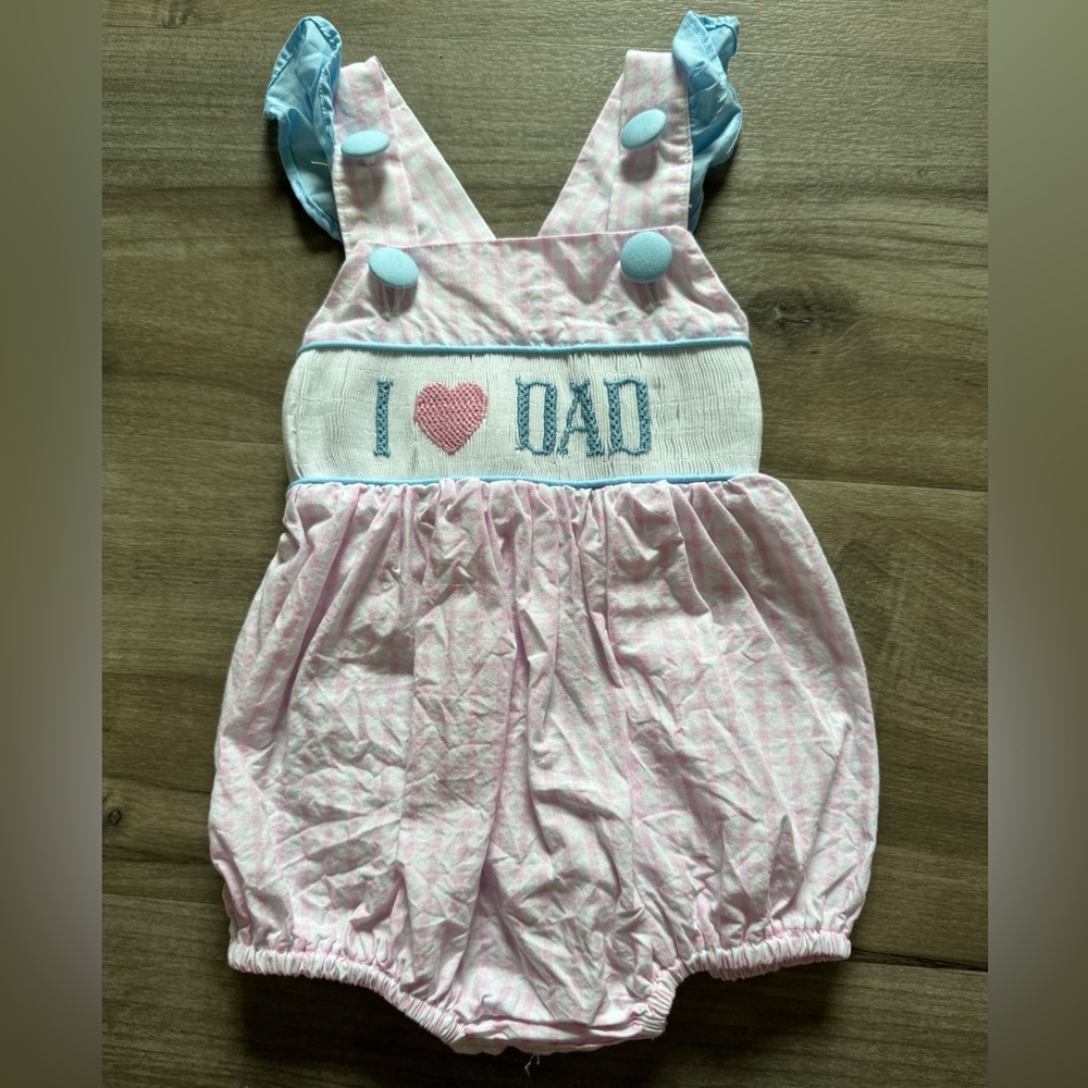 Babeeni I love Dad smocked bubble